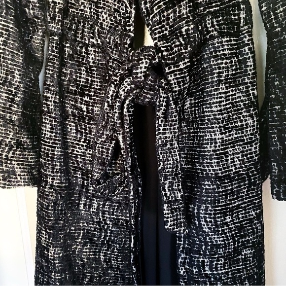 Cult Gaia Aya Matelassé Velvet Open-Back Coat Belted Long Black Size Small NWT - Picture 5 of 11